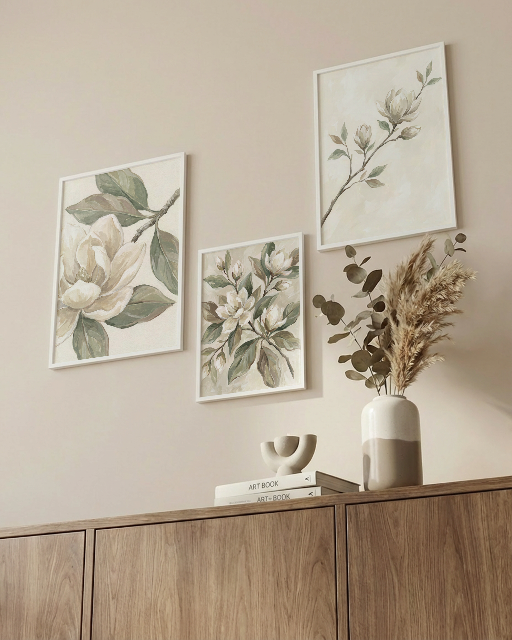 Magnolienzweig in Cremegrün Poster