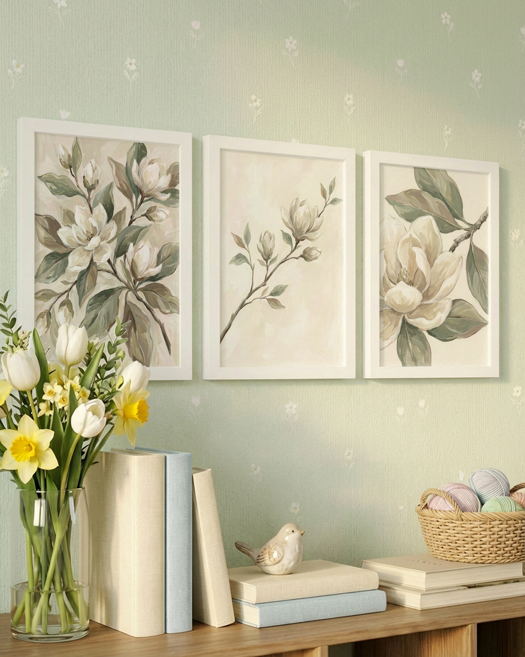 Bundle – Magnolie in Naturtönen (3er-Set Poster)