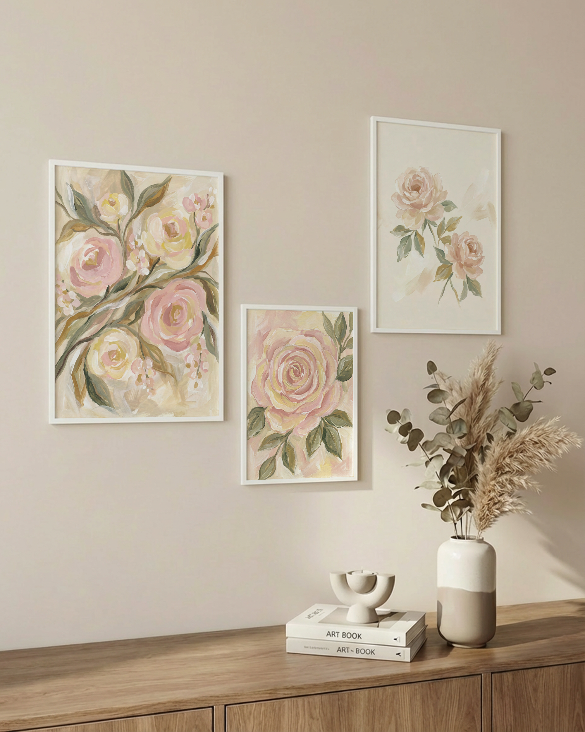 Bundle – Pastellrosen & Bouquet (3er-Set Poster)