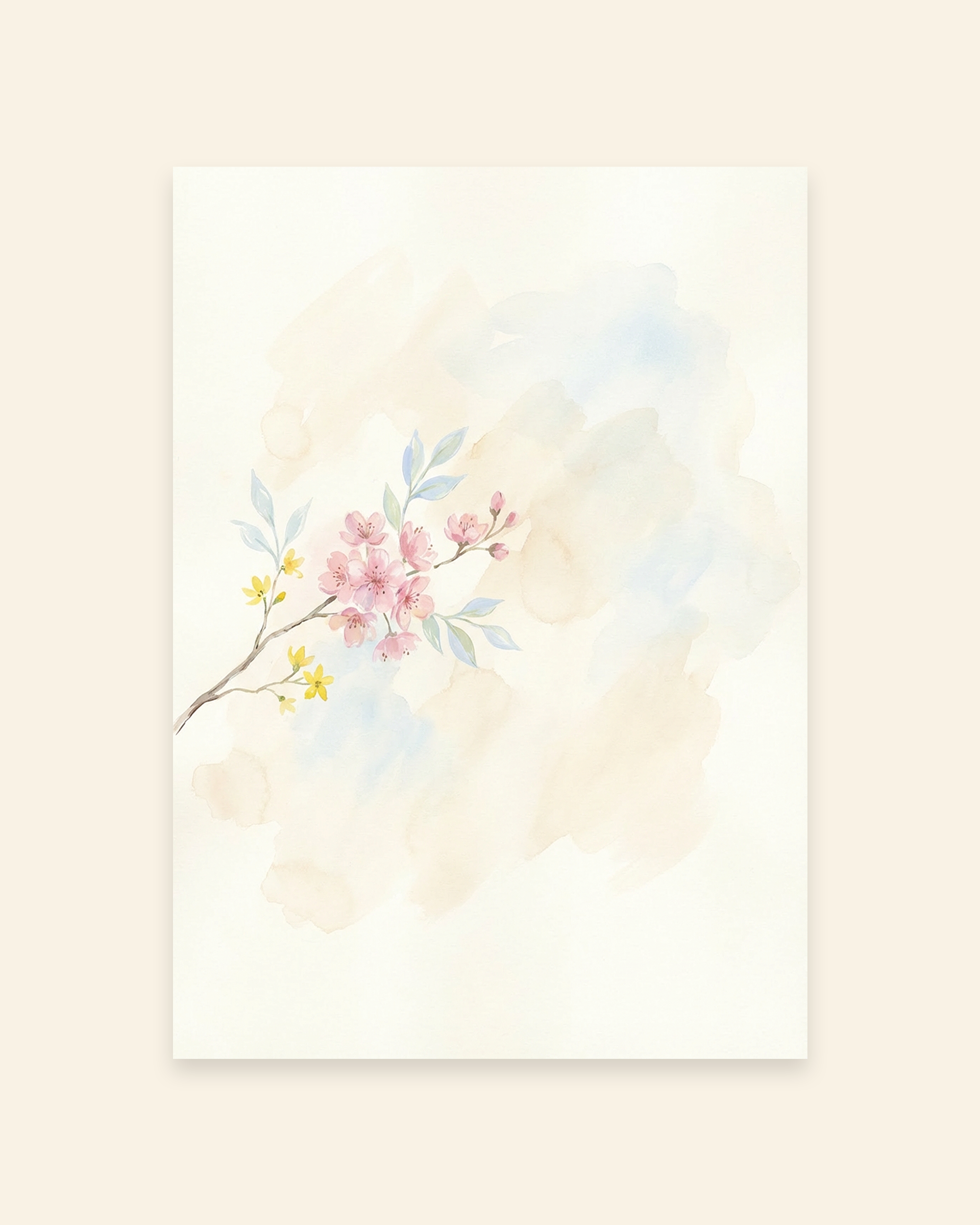 Minimalistischer Blütenzweig in Pastell Poster