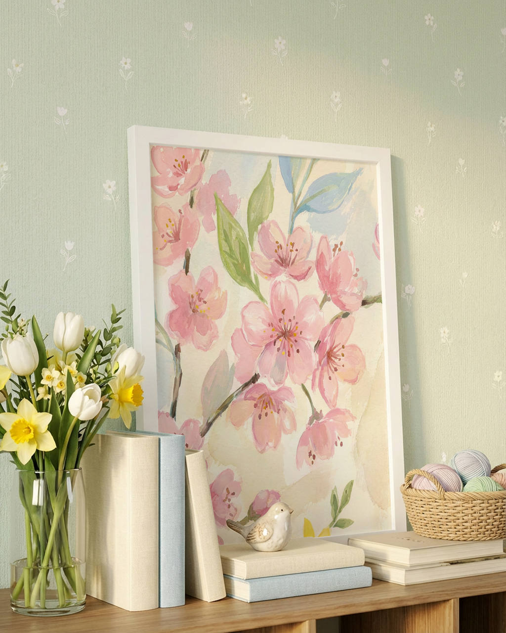 Zarte Kirschblüten Aquarell Poster