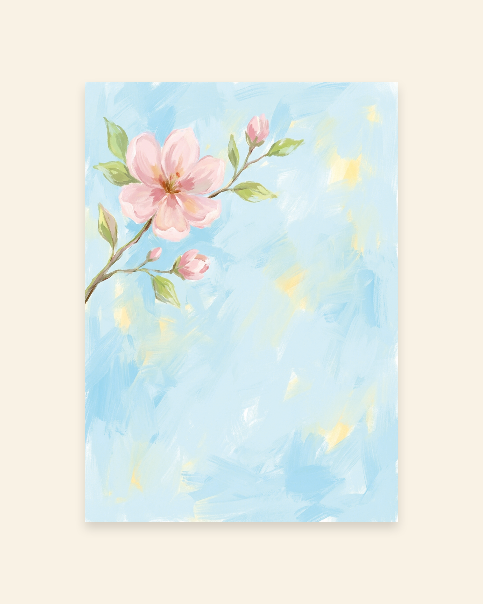 Zarter Kirschblütenzweig auf Himmelblau Poster