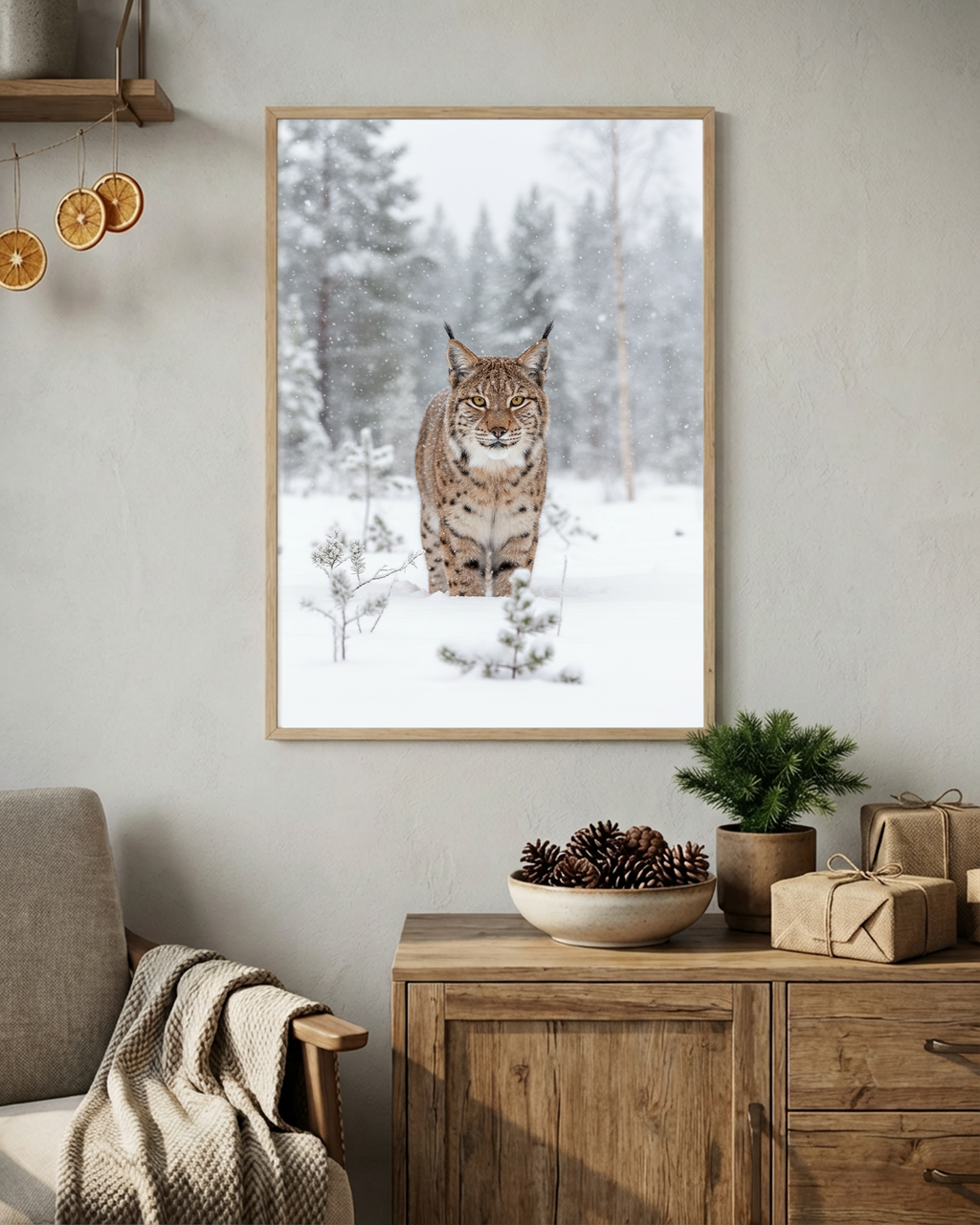Luchs im Schneewald Poster