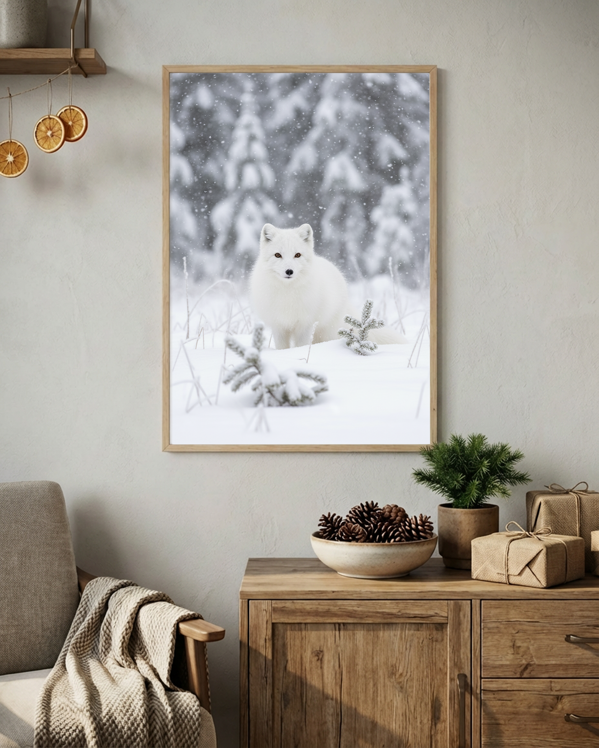 Polarfuchs im Schneewald Poster