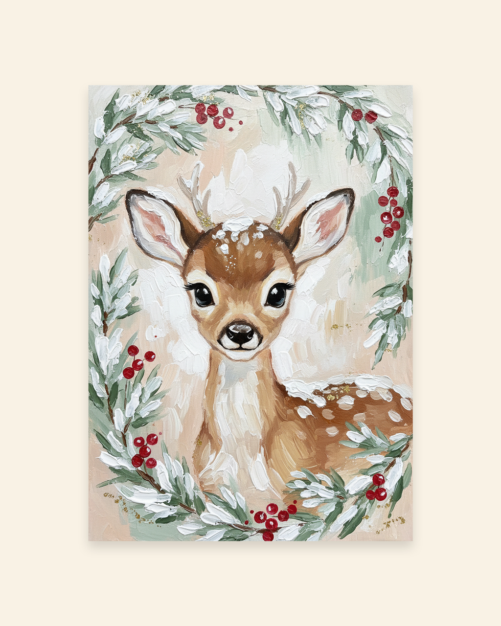 Rehkitz im Winterkranz Poster