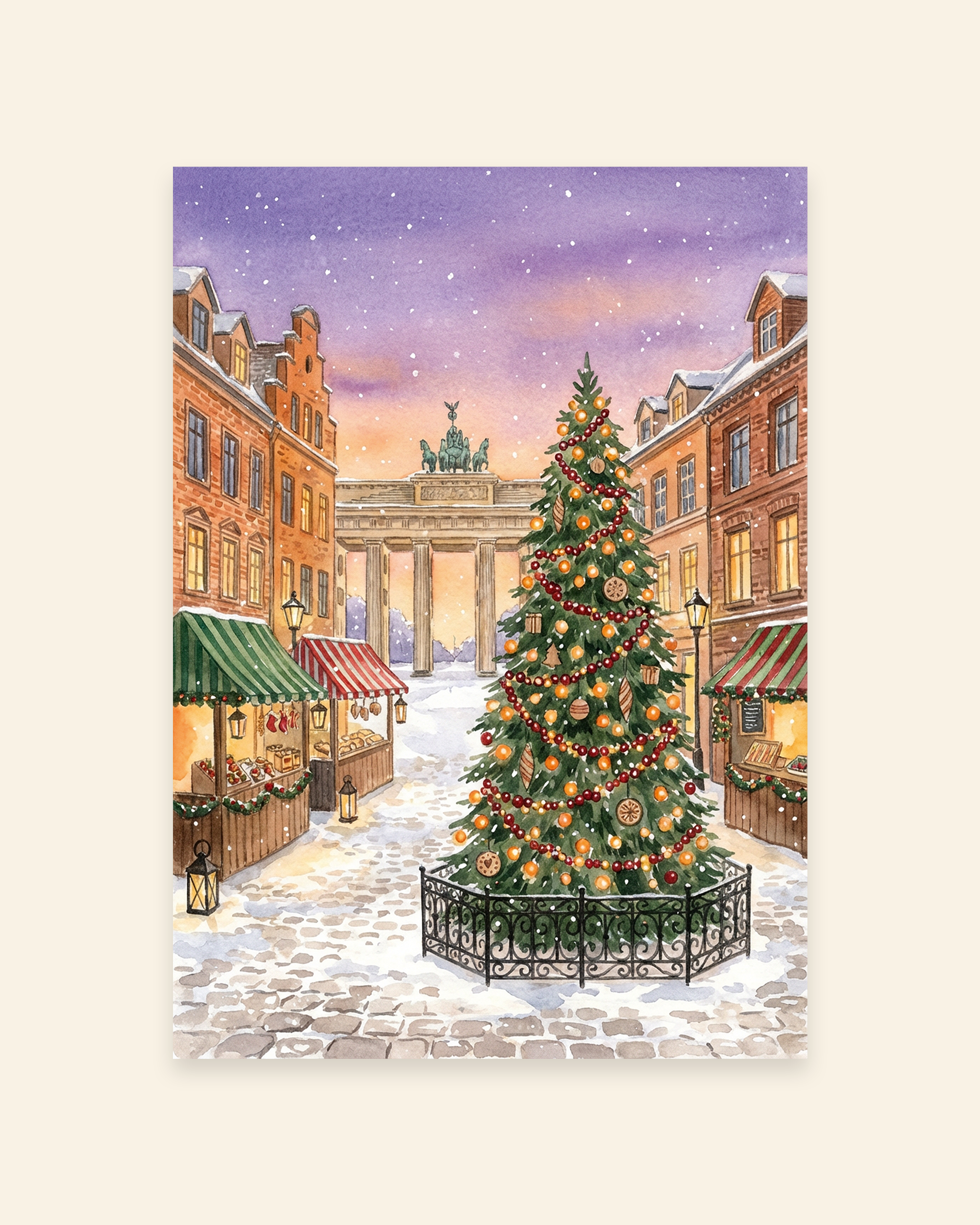 Weihnachtsmarkt in Berlin am Brandenburger Tor Poster