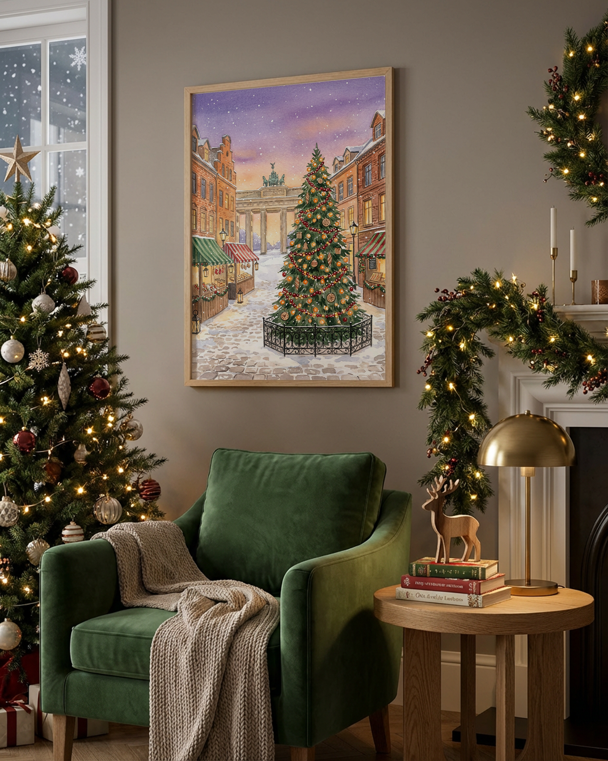 Weihnachtsmarkt in Berlin am Brandenburger Tor Poster