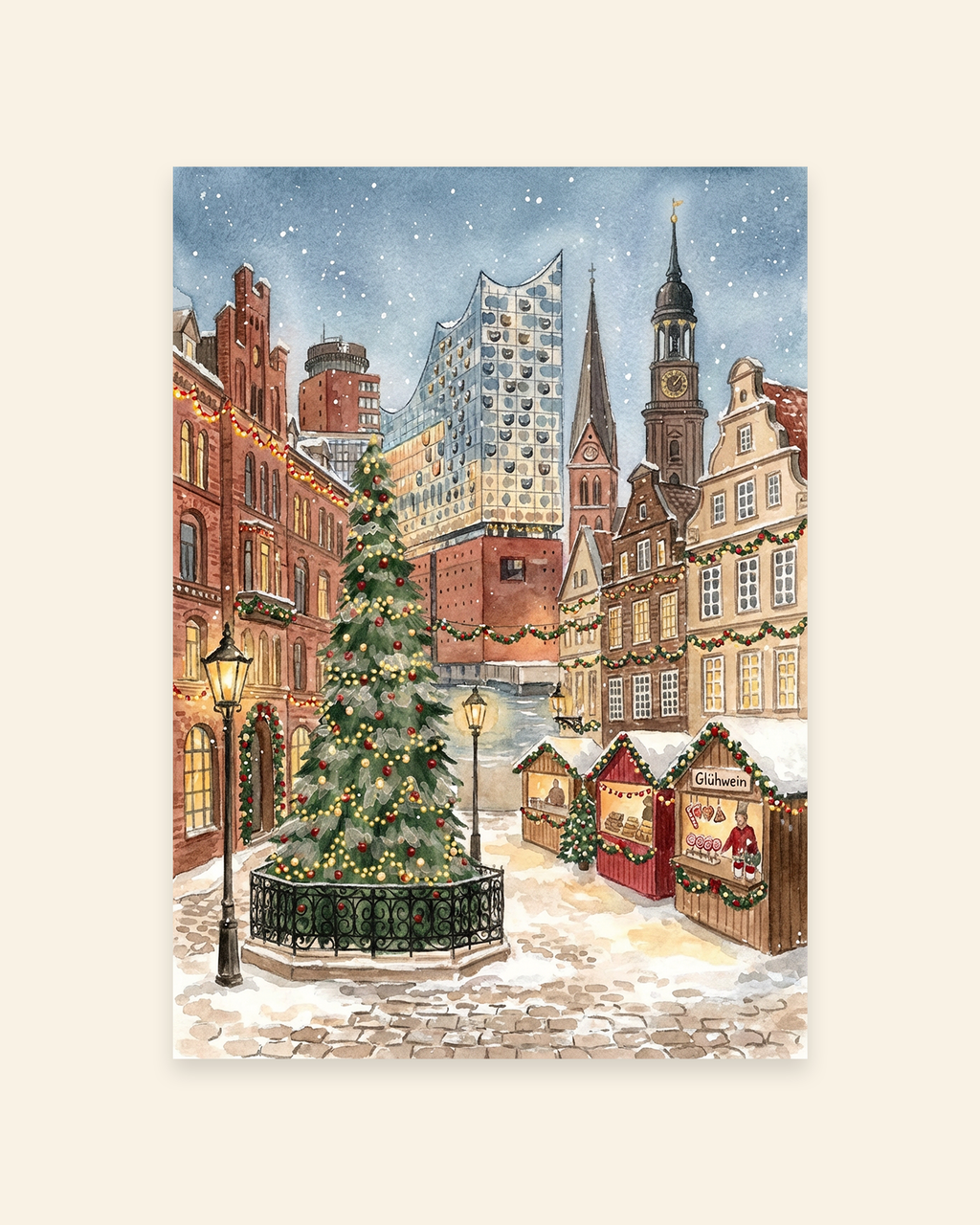 Weihnachtsmarkt in Hamburg mit Elbphilharmonie & Michel Poster