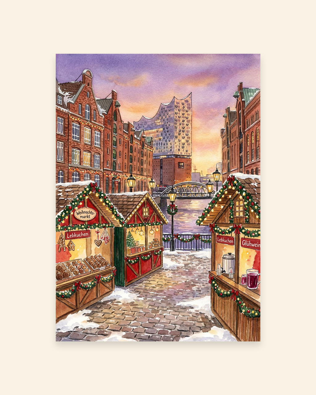 Weihnachtsmarkt in Hamburg an der Elbphilharmonie Poster