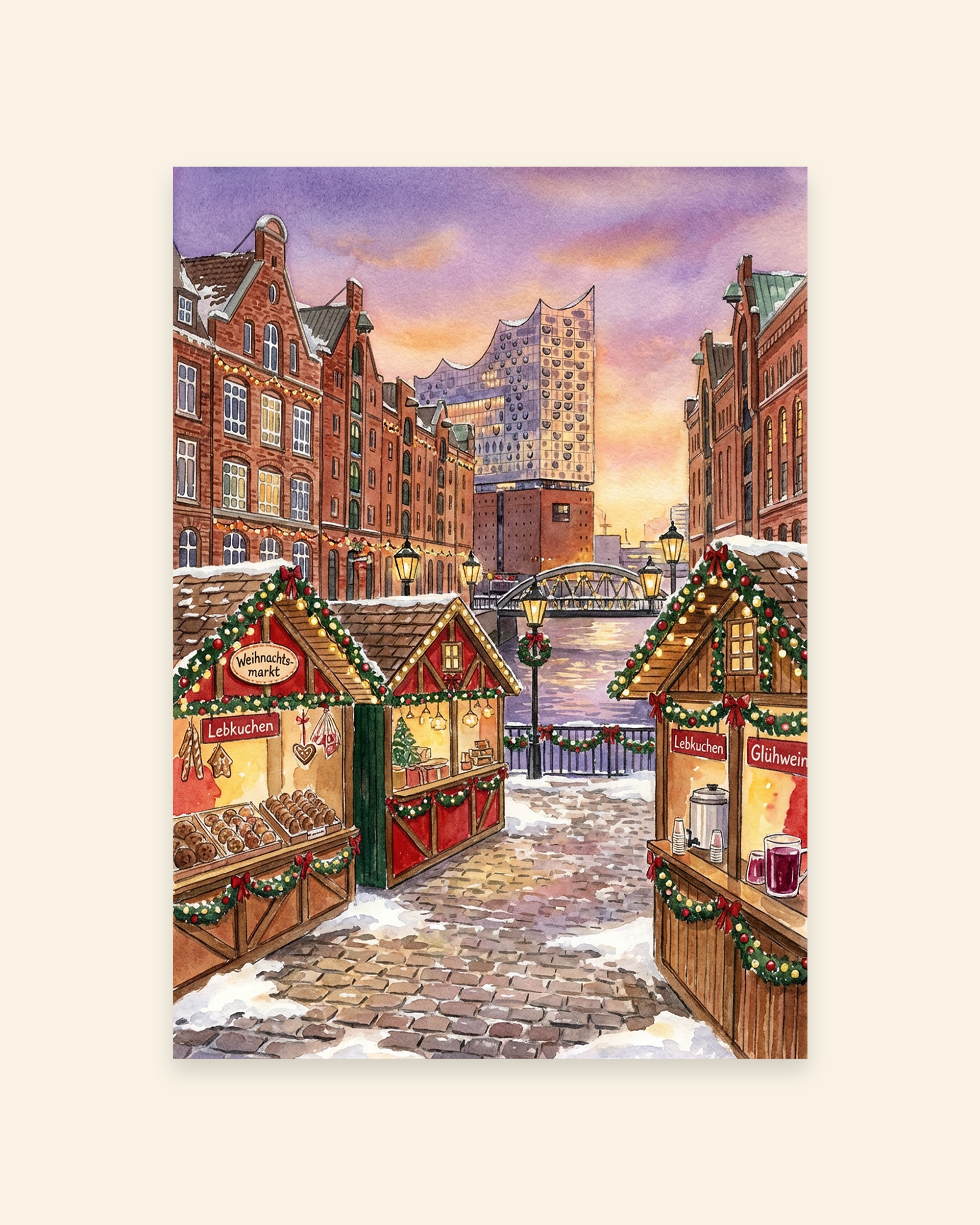 Weihnachtsmarkt in Hamburg an der Elbphilharmonie Poster