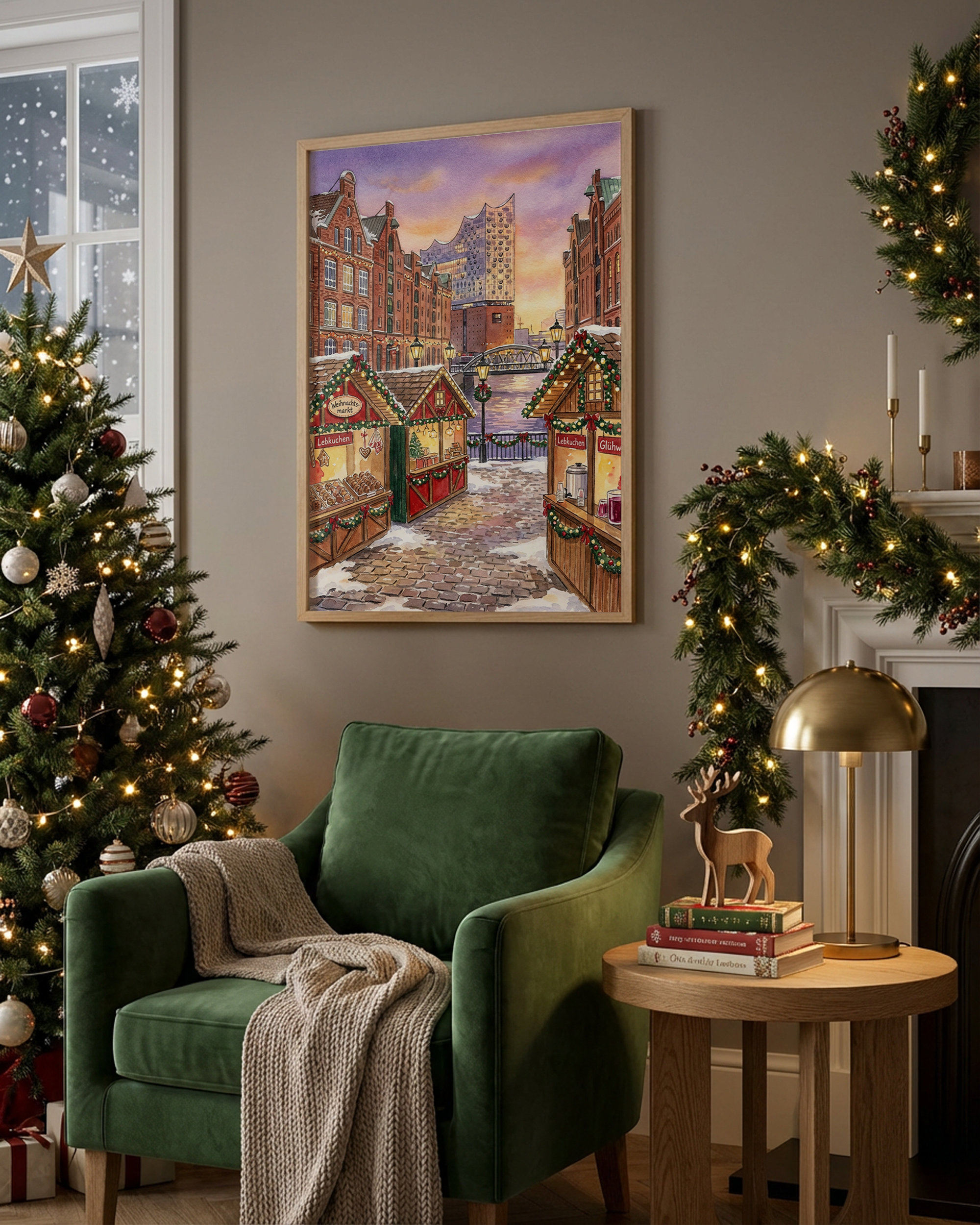 Weihnachtsmarkt in Hamburg an der Elbphilharmonie Poster