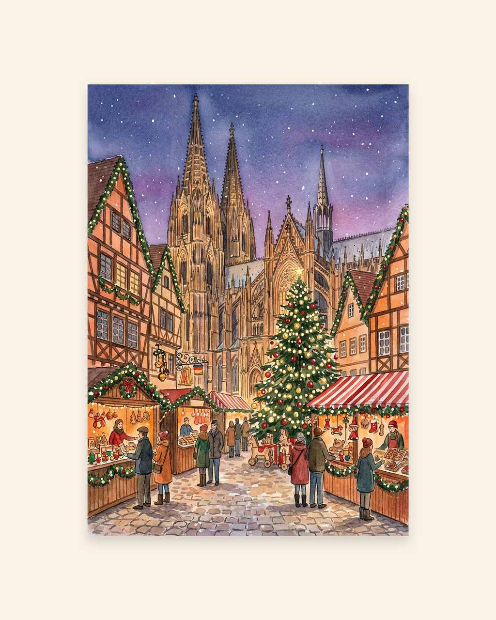 Weihnachtsmarkt in Köln am Kölner Dom Poster