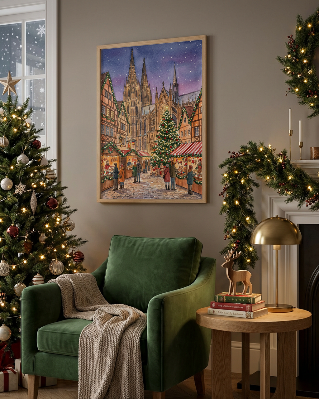 Weihnachtsmarkt in Köln am Kölner Dom Poster