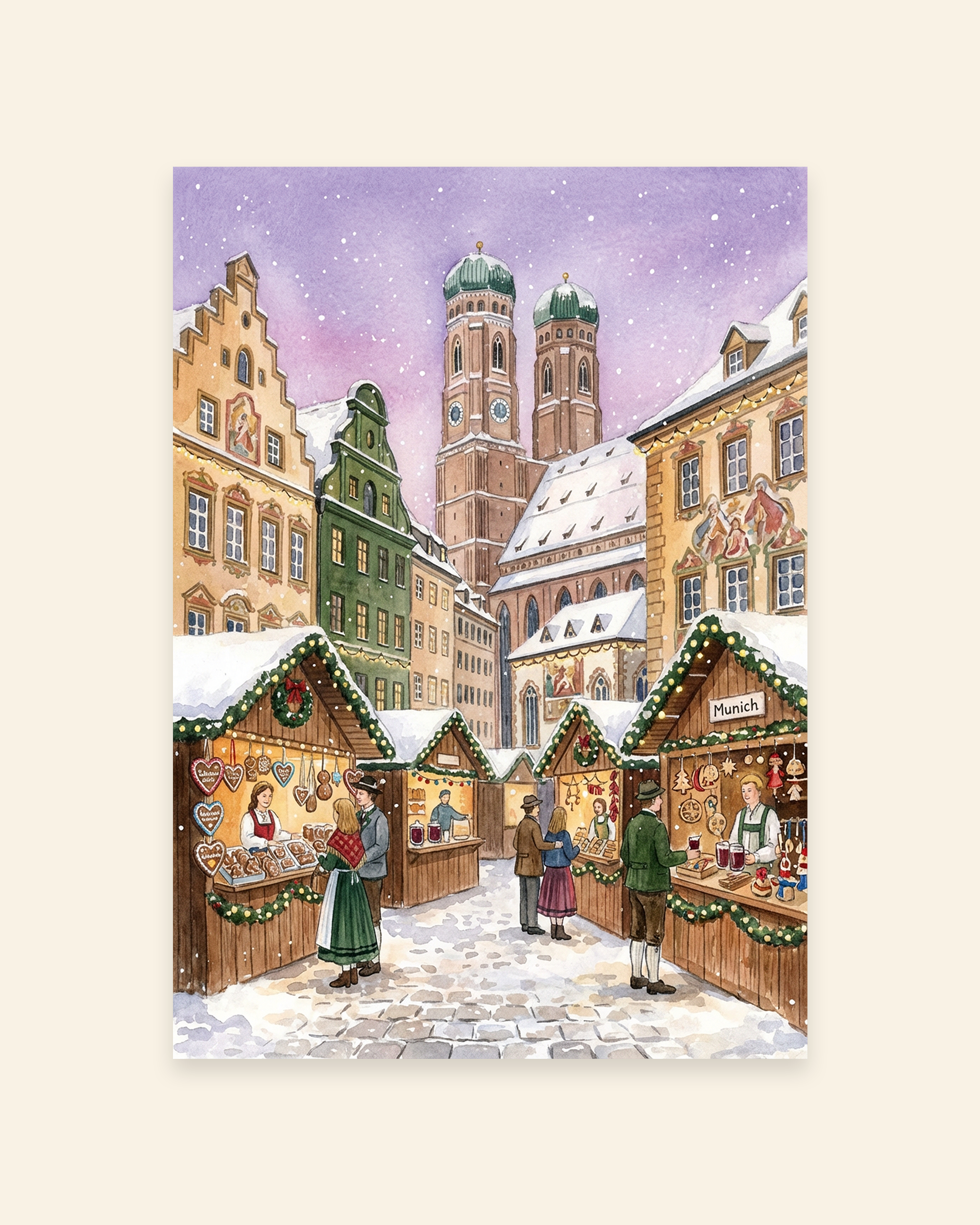 Weihnachtsmarkt in München an der Frauenkirche Poster