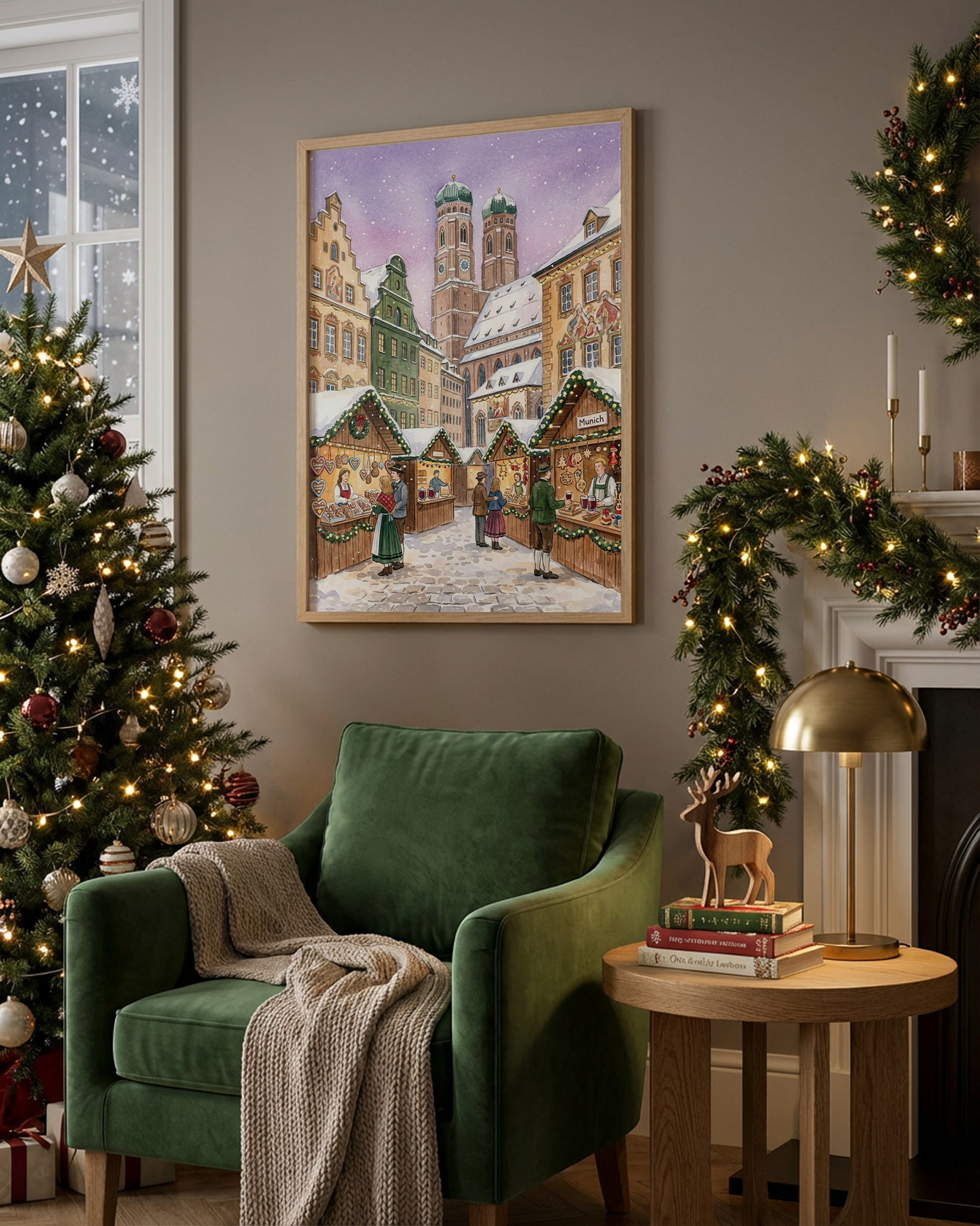 Weihnachtsmarkt in München an der Frauenkirche Poster