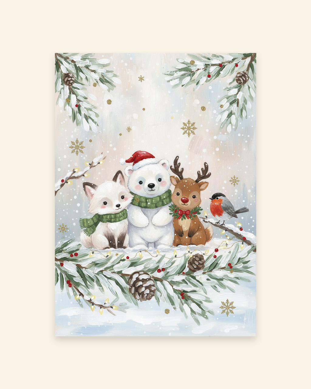 Winterfreunde im Schneeglanz Poster