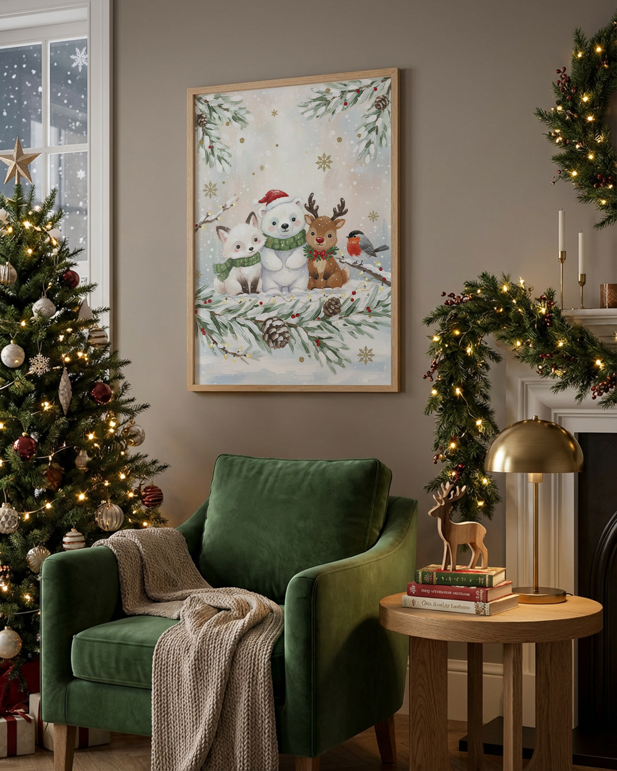 Winterfreunde im Schneeglanz Poster